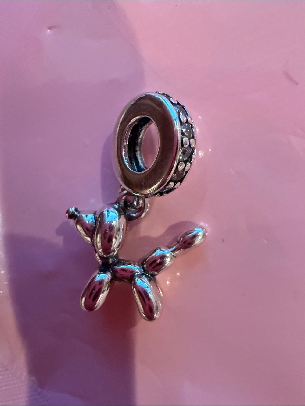 Silver Balloon Dog Dangle Charm